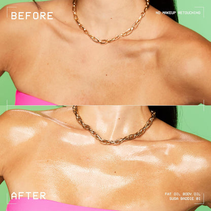 NYX Body Oil, Fat Oil Shimmering Body Moisturiser for Glowing Skin, 24hr Hydration with Avocado Oil & Vitamin E, High-Shine Finish, Non-Greasy & Vegan, Suga Baddie