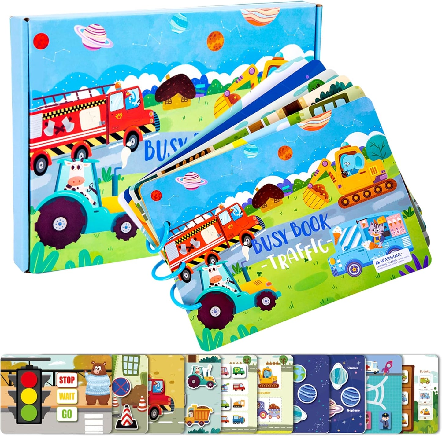 Montessori Busy Book for Toddlers 3 4 5 6, Interactive Activity Book for 3+ Kids, Early Learning Educational Toy, Autism Sensory Toy, for Boys and Girls (Traffic)