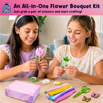 216 Pcs DIY Pipe Cleaners Flowers, Mess Free Craft Kit for Kids and Teens