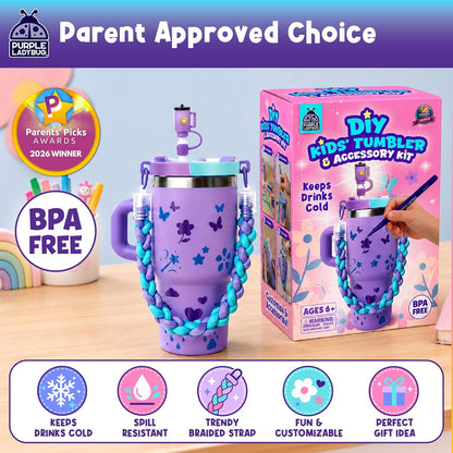 DIY Kids Tumbler with Straw and Lid - 14oz Insulated Stainless Steel Tumbler for Girls