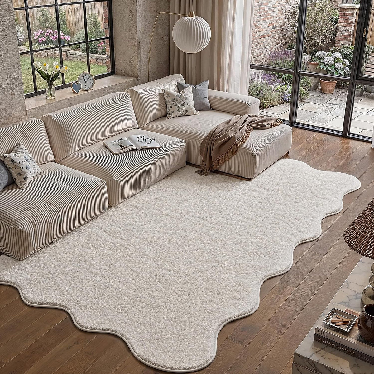PureCozy Living Room Beige Rug 160x230cm Soft Fluffy Washable Carpet