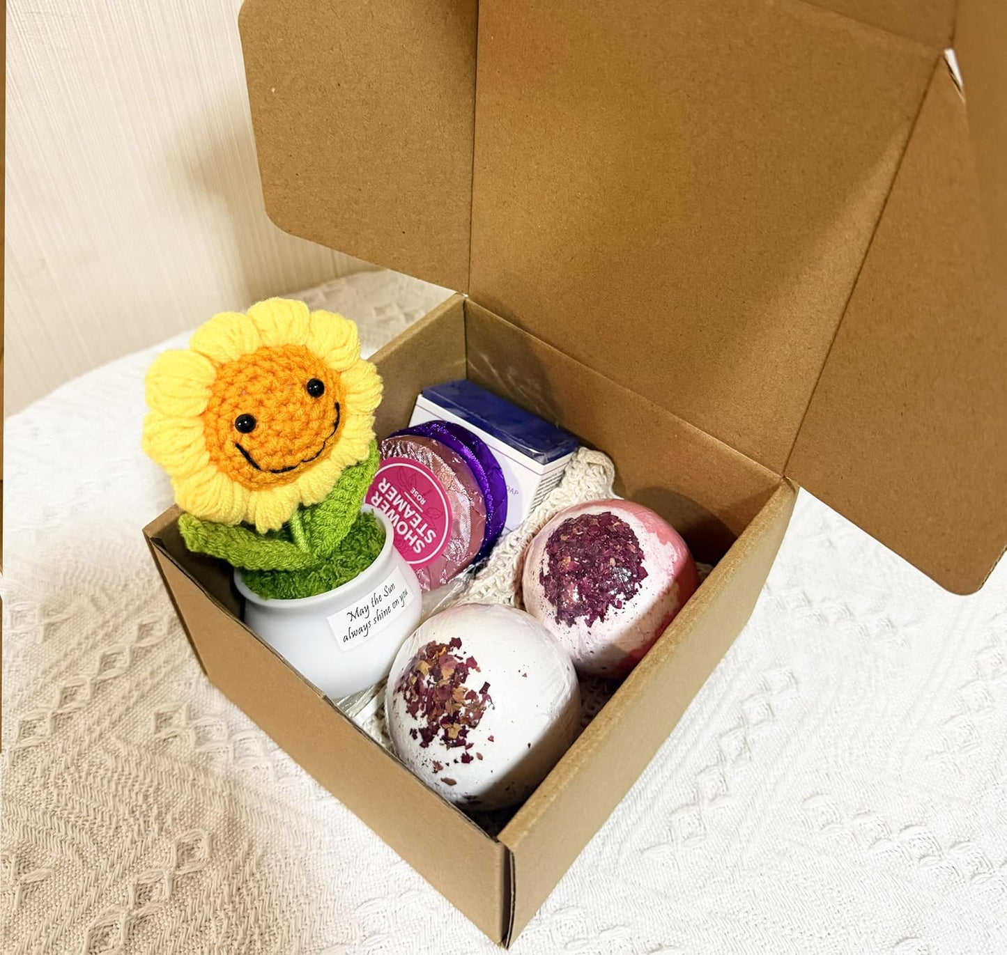 Bath Sets for women gift Positive Sunflower Birthday Christmas Gifts Best Friend Pamper Package, Sending Sunshine Gifts, Thank You Gift, Bath Bombs Shower Steamer Relaxing Spa Gift Set for Her