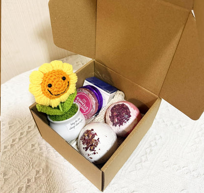 Bath Sets for women gift Positive Sunflower Birthday Christmas Gifts Best Friend Pamper Package, Sending Sunshine Gifts, Thank You Gift, Bath Bombs Shower Steamer Relaxing Spa Gift Set for Her