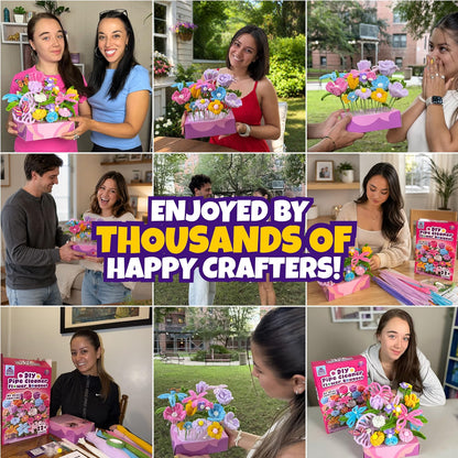 216 Pcs DIY Pipe Cleaners Flowers, Mess Free Craft Kit for Kids and Teens