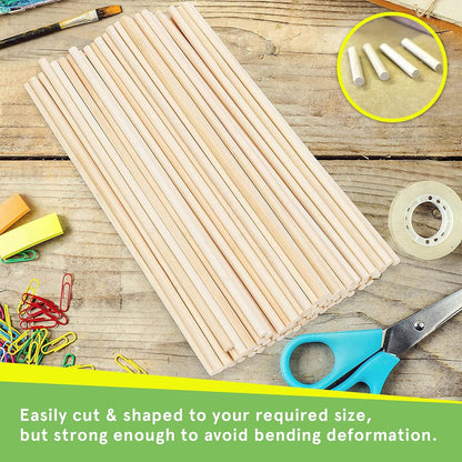 Wooden Dowel Rods by Smith’s® (100 Pack / 15cm x 4mm) | Unfinished, Natural, Organic Wood Sticks