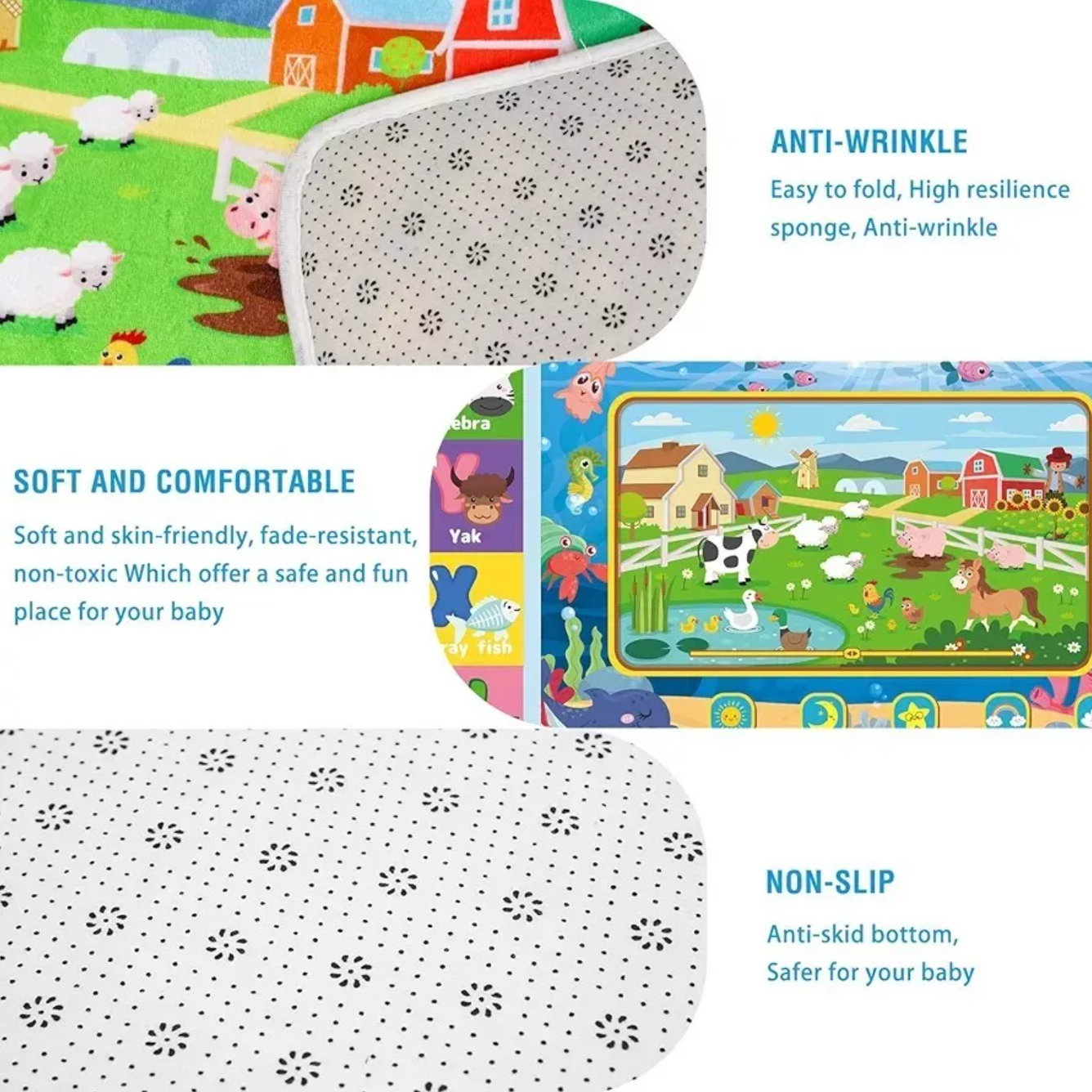 Baby Play Mat, Educational Tummy Time Mat (150x100cm)