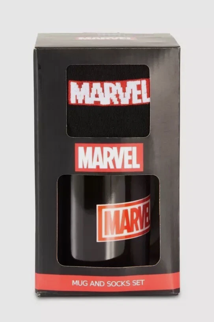 Marvel Mug & Socks Gift Set – Official | Black | Hot or Cold Drinks | Perfect Gift