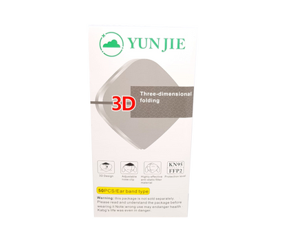 Yunjie FFP2 N95 Face Masks with Ear Loop Straps (Pack of 50)