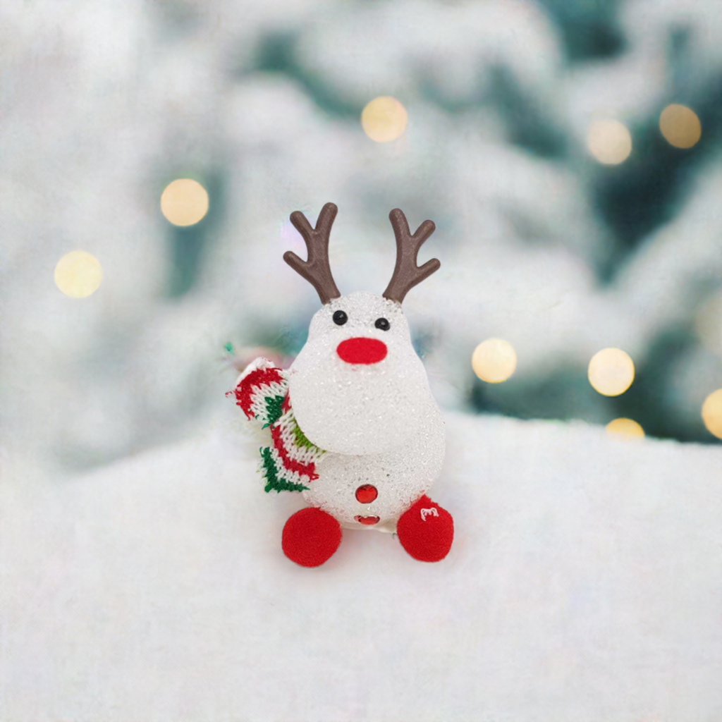 Acrylic Christmas reindeer decoration with a festive candy cane and cheerful design for holiday décor