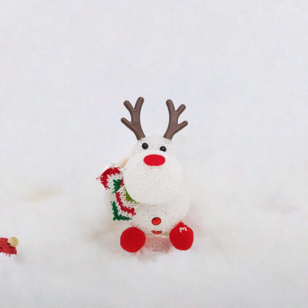 Adorable acrylic Christmas reindeer decoration with colorful accents for festive home decor