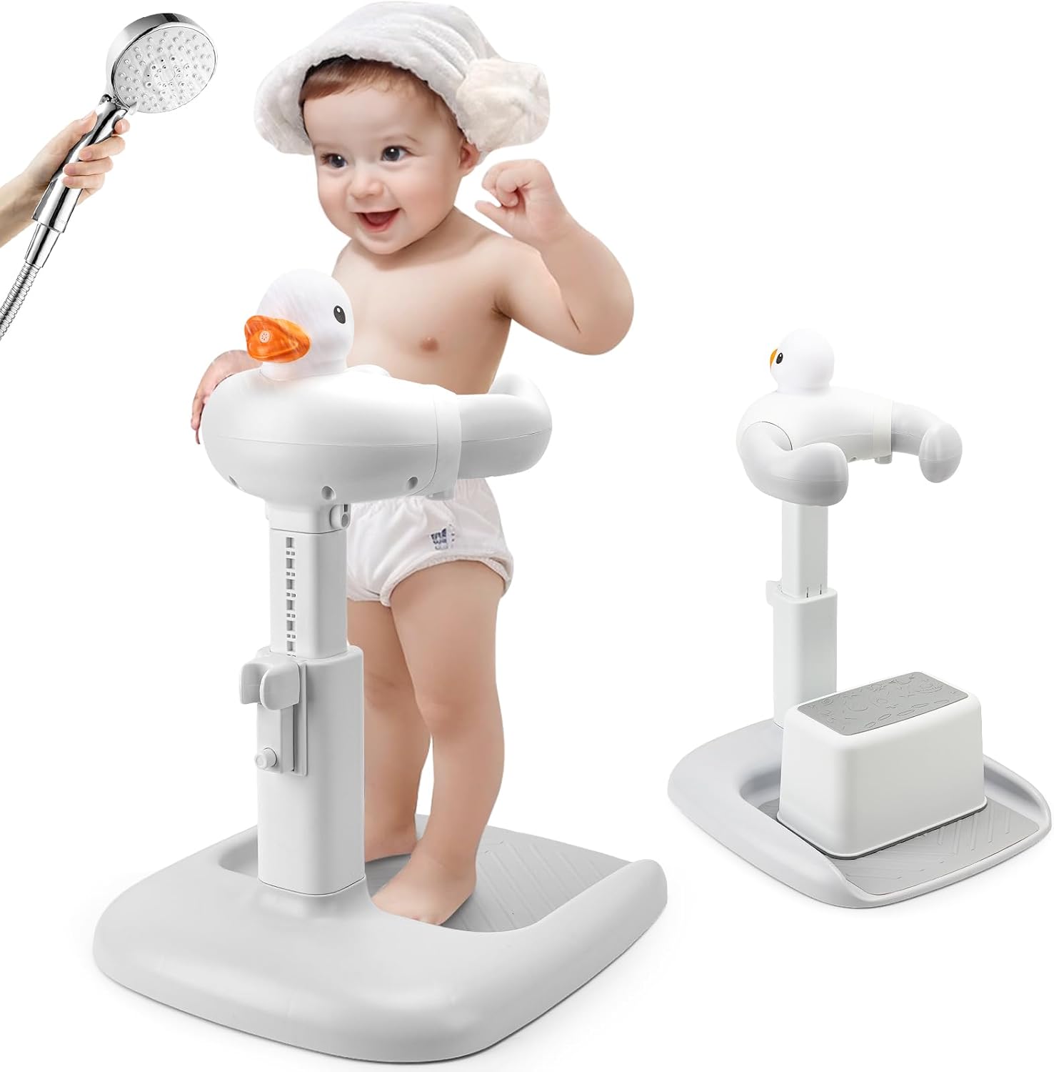 Growithu adjustable baby bath seat for shower with playful duck design and sturdy base for safety