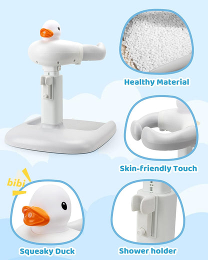 Growithu adjustable baby bath seat for shower with squeaky duck design and skin-friendly materials