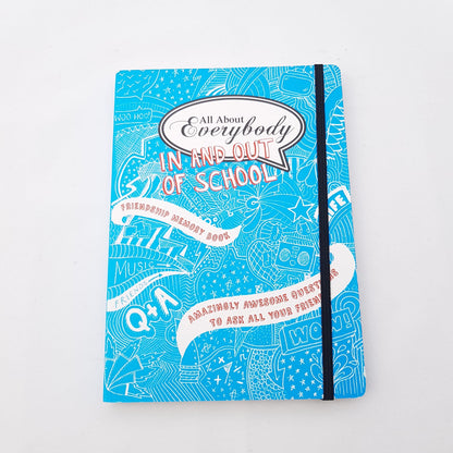 All About Everybody birthday memory book bundle with blue cover and school-themed doodles