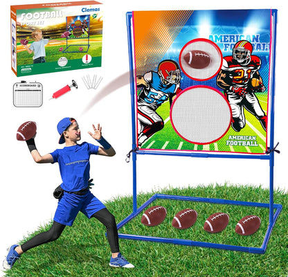 Clemas American football throwing target game with vibrant graphics and adjustable scoreboard