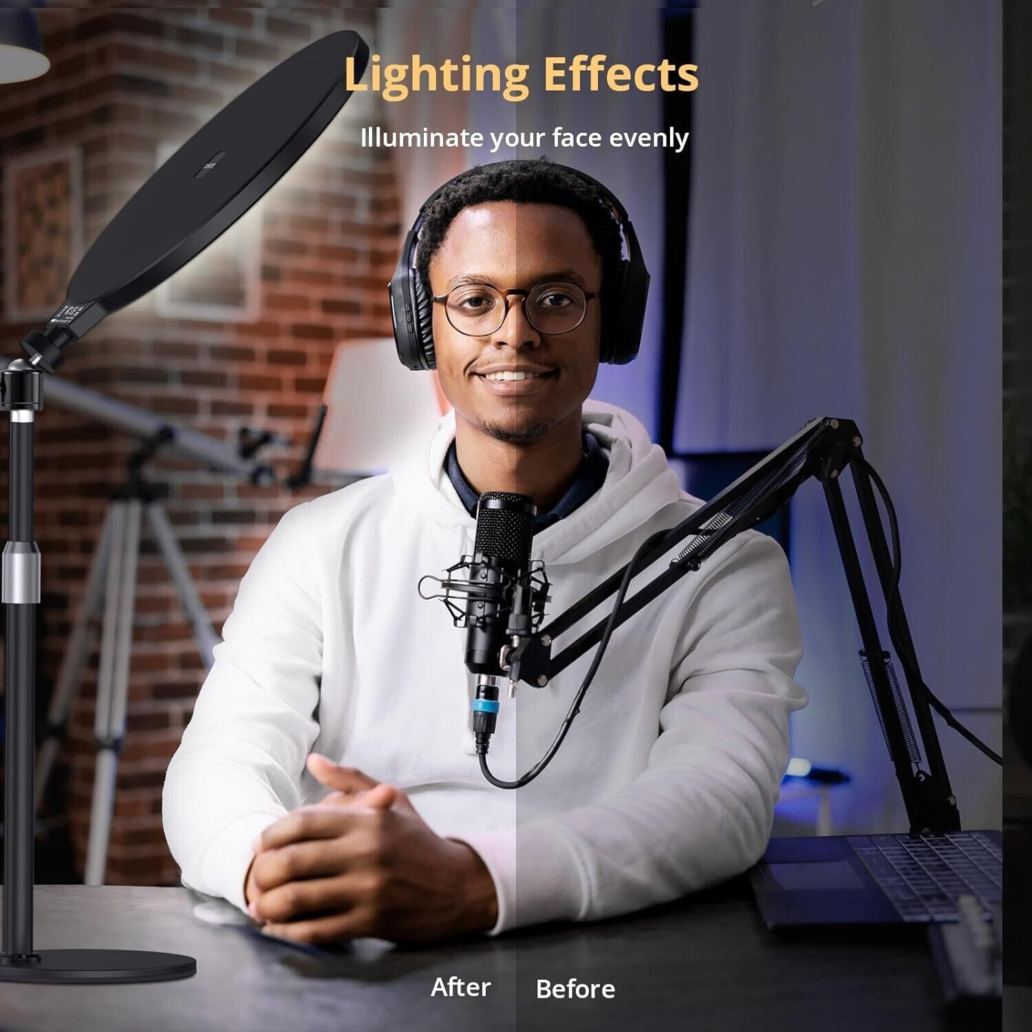Atumtek 10 inch LED light demonstrating improved lighting effects for video calls