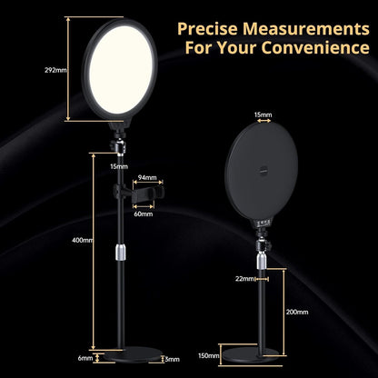 Atumtek 10 inch LED light with adjustable height and precise measurements for versatile lighting needs