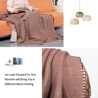 Australian wool throw blanket draped on a sofa for a cozy and warm home atmosphere