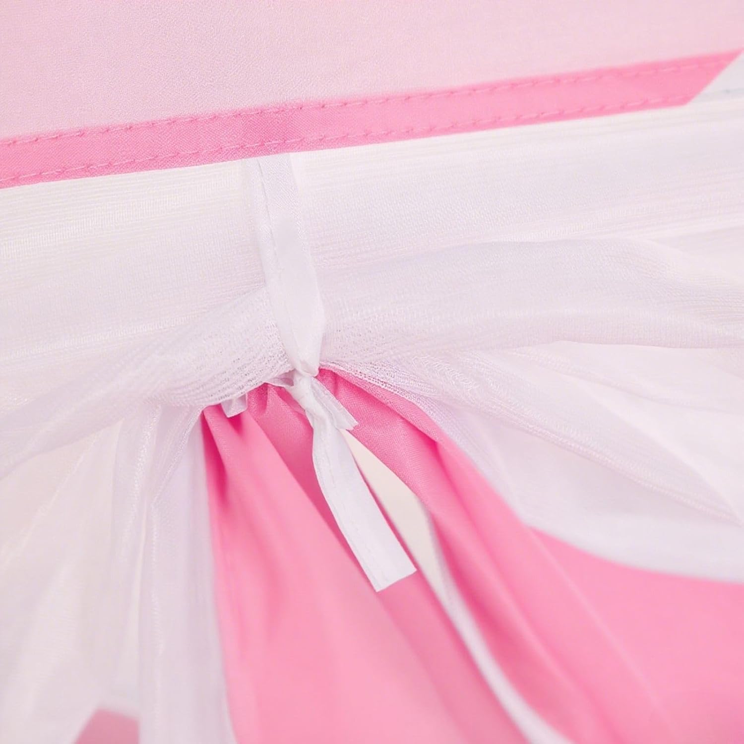 Pink baby crib tent to stop climbing with secure ties for safety and comfort