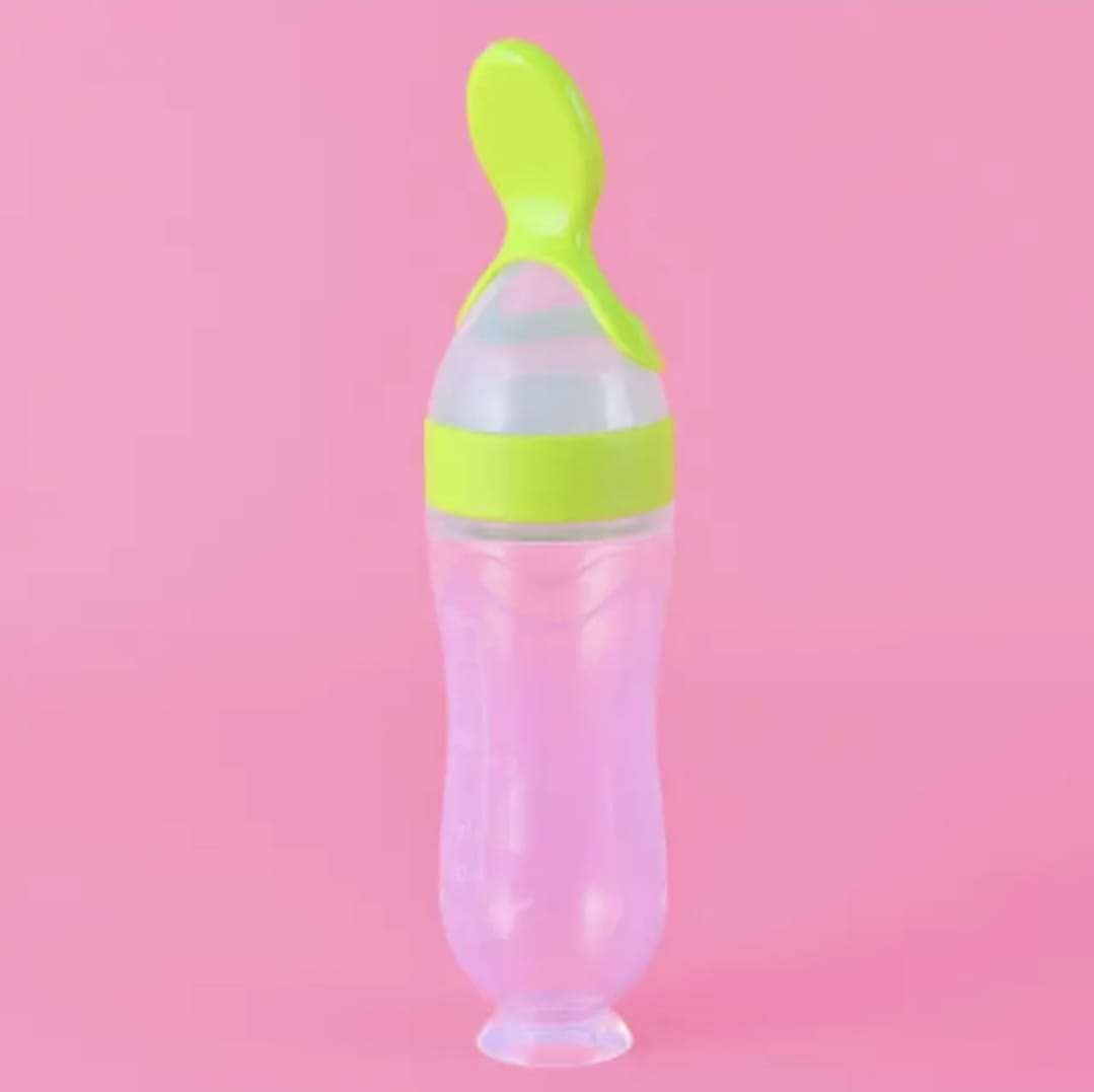 The Mini Boo Collection Baby Feeding Bottle with Soft Spoon Top in Bright Green