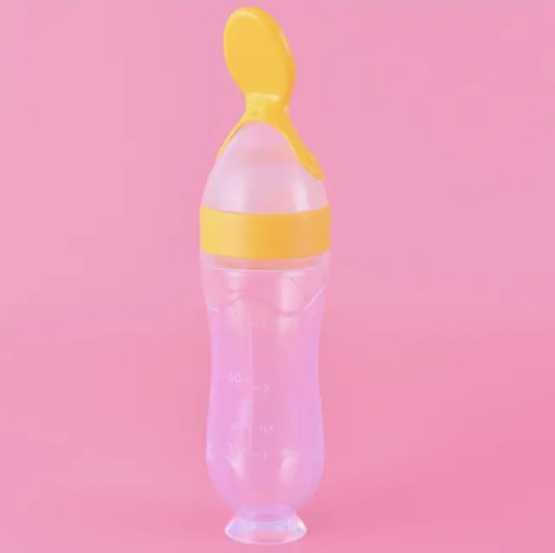 The Mini Boo Collection Baby Feeding Bottle with Yellow Lid and Easy-Squeeze Design for Little Hands