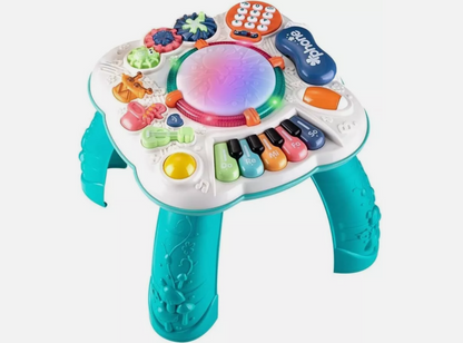 Colourful baby musical activity table with lights, buttons, and musical instruments for interactive play