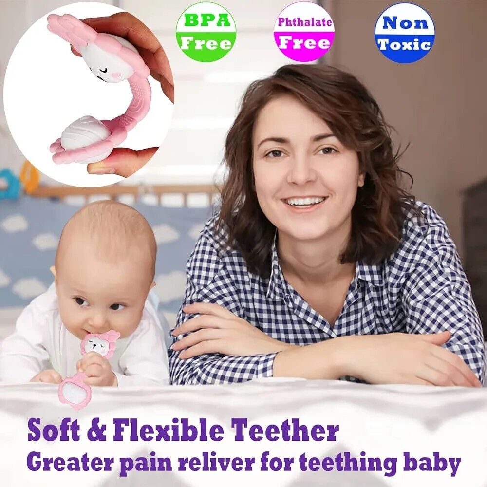 Fiouni baby rattle teething toy set for infants, featuring soft and flexible designs for comfort