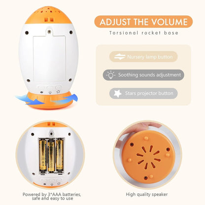 Baby sleep soother with night light featuring adjustable volume and soothing sounds for a calm nursery