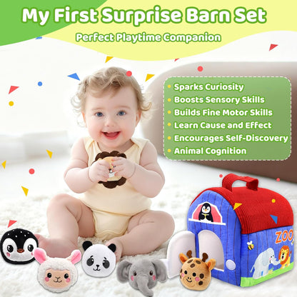 My First Surprise Barn Set with soft animal toys, perfect baby toys 6-12 months for sensory play and fine motor skills