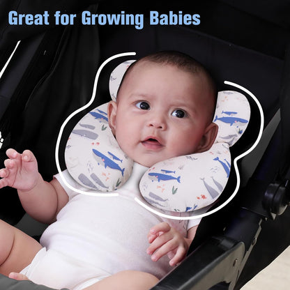 Kakiblin baby travel pillow whale design for comfortable support while sitting in a stroller
