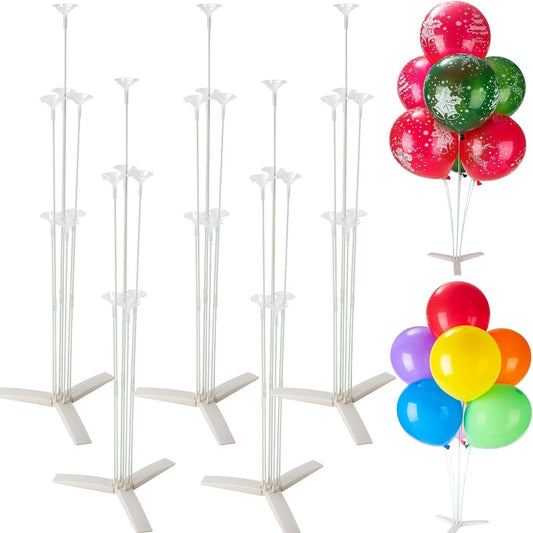 Set of balloon stand kit for parties featuring six stands for displaying colourful balloons