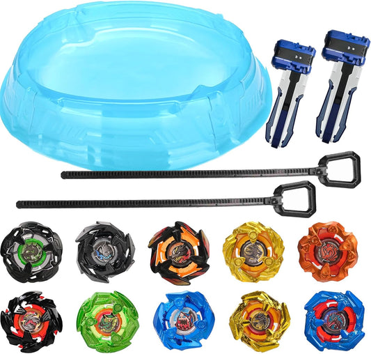 Topgyro X battling top burst toy set with arena, launchers, and multiple interchangeable tops