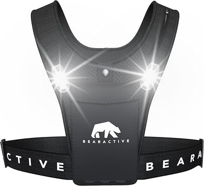 Bearactive LED running vest with lights designed for safety during evening runs