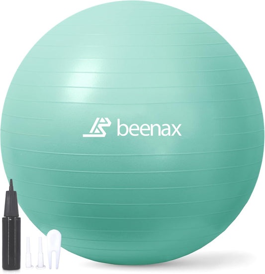 Beenax pregnancy exercise ball in teal colour with pump and accessories for comfortable workouts