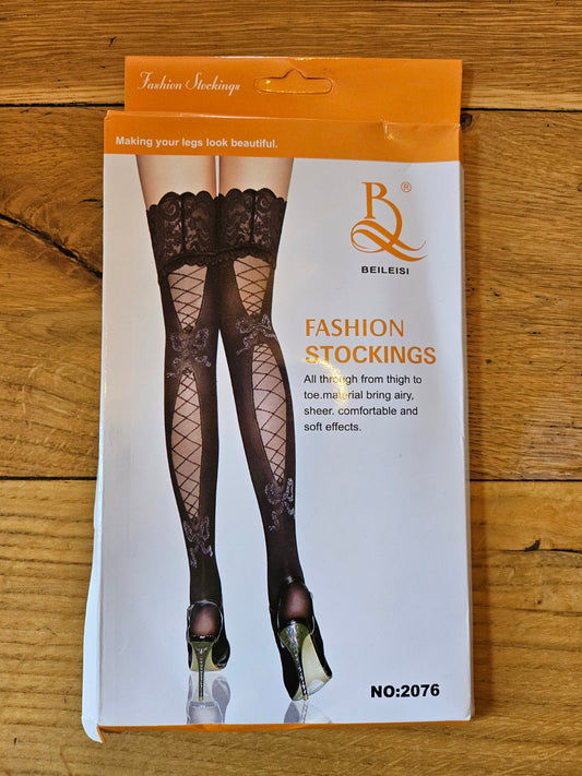 Beileisi black stockings with bow pattern featuring a stylish design for elegant legwear