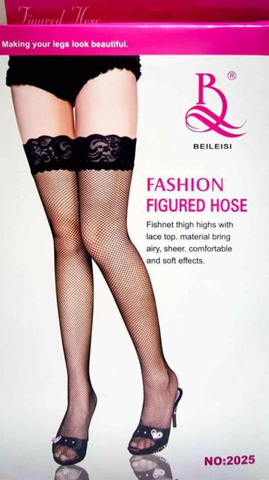 Beileisi white fishnet thigh high stockings with lace top for a stylish and comfortable fit