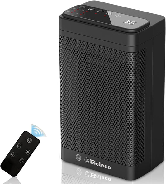 Belaco PTC ceramic heater in black with remote control for efficient home heating
