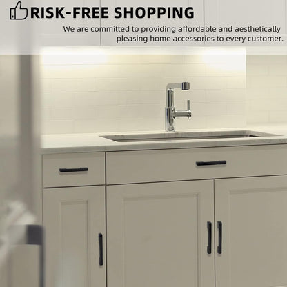 Modern black kitchen cabinet handles 96mm on stylish white cabinets with a sleek countertop