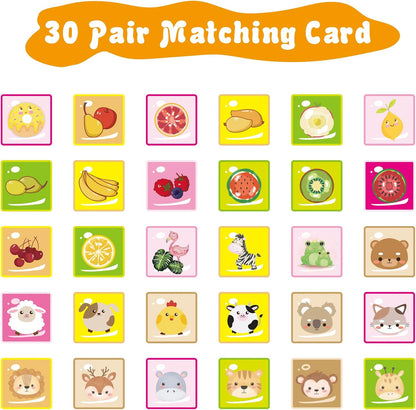 30 Pair Matching Card Set Featuring Colourful Illustrations for Memory Matching Game for Kids