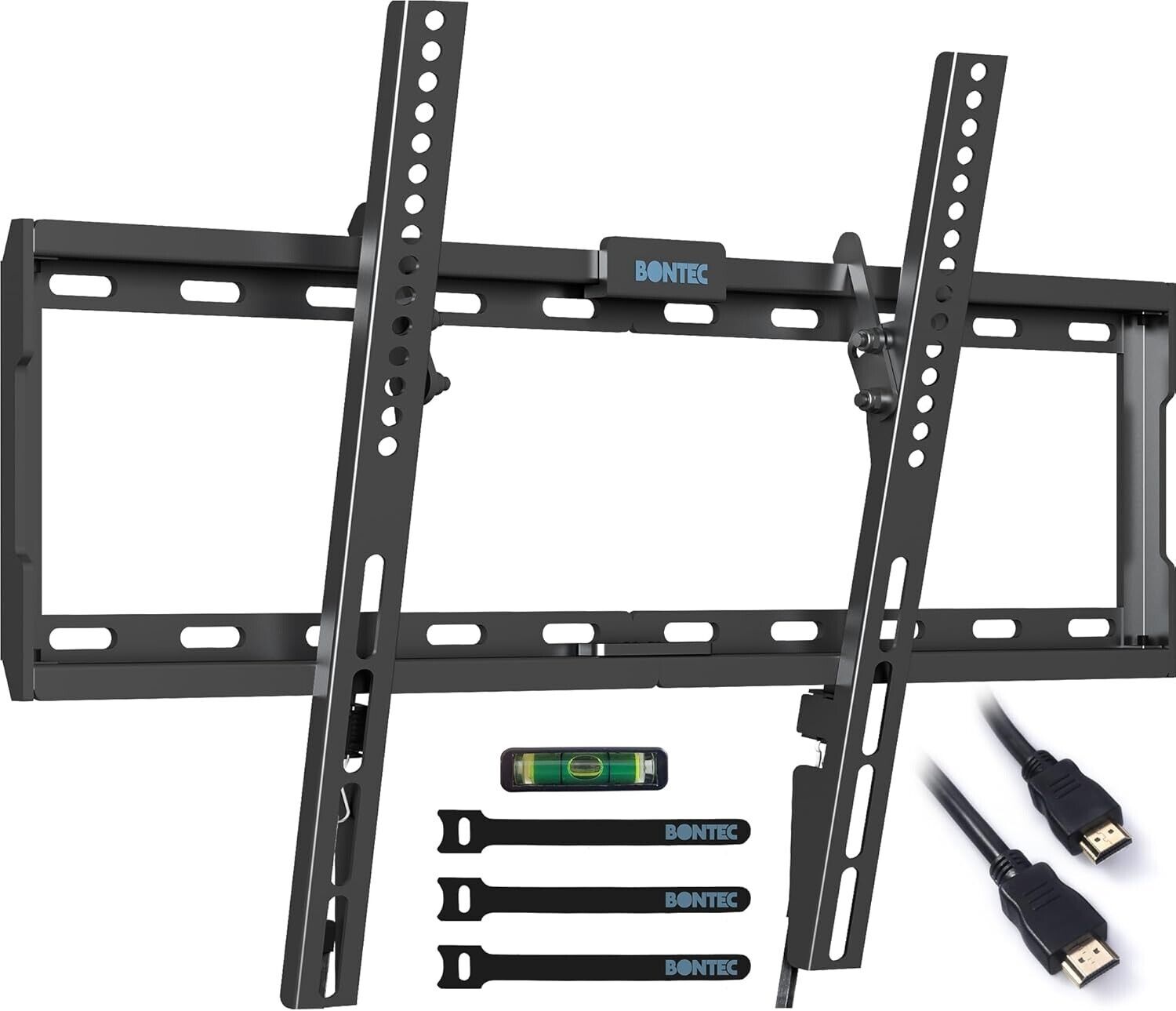 BONTEC TV wall bracket for 37-80 inch TVs with installation tools and accessories for easy mounting