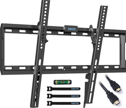 BONTEC TV wall bracket for 37-80 inch TVs with installation tools and accessories for easy mounting