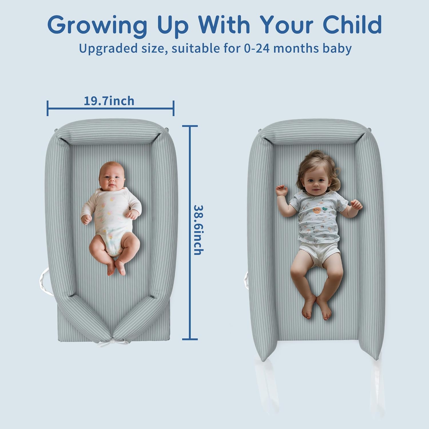 Sofoliana breathable baby lounger for newborns, designed for 0-24 months with adjustable size