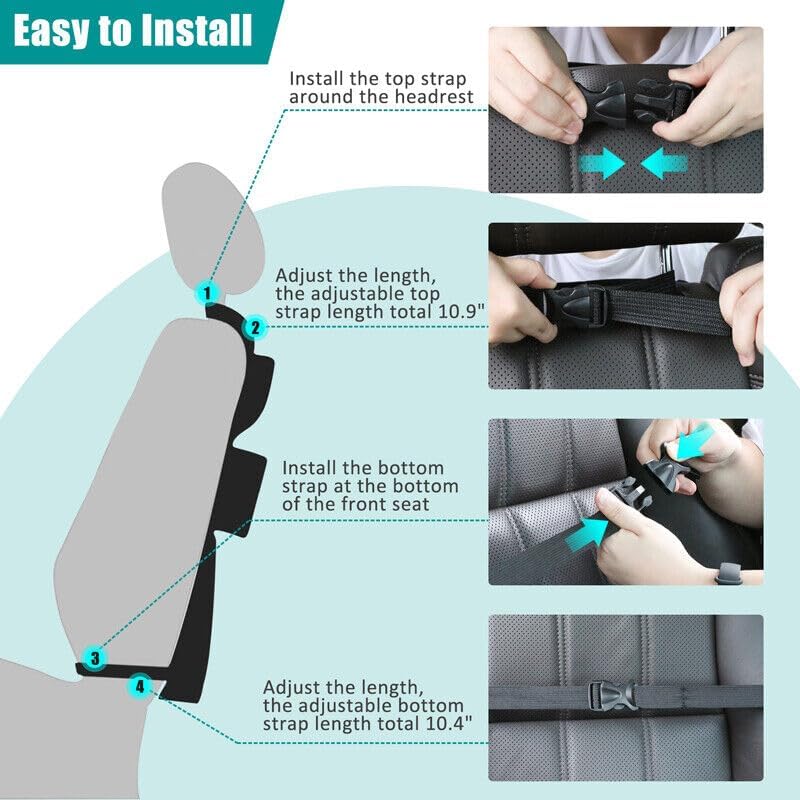 Easy installation guide for YooGoal car seat organiser for kids with adjustable straps and secure fittings