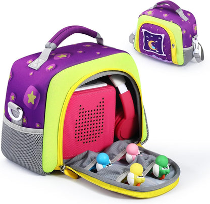Colourful TATAVR carrying bag for Toniebox with ample space for figurines and accessories