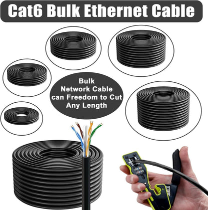 CAT6 ethernet cable 40m in black, ideal for high-speed network connections and custom lengths