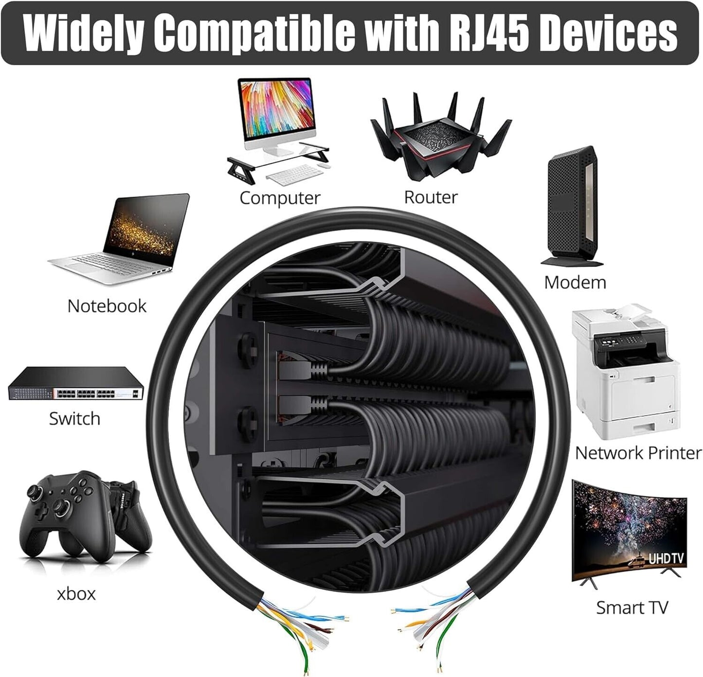 CAT6 ethernet cable 40m for fast internet connections to routers, computers, and other devices