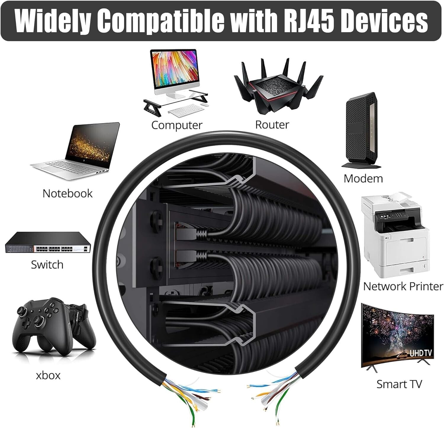 CAT6 ethernet cable 40m for fast internet connections to routers, computers, and other devices
