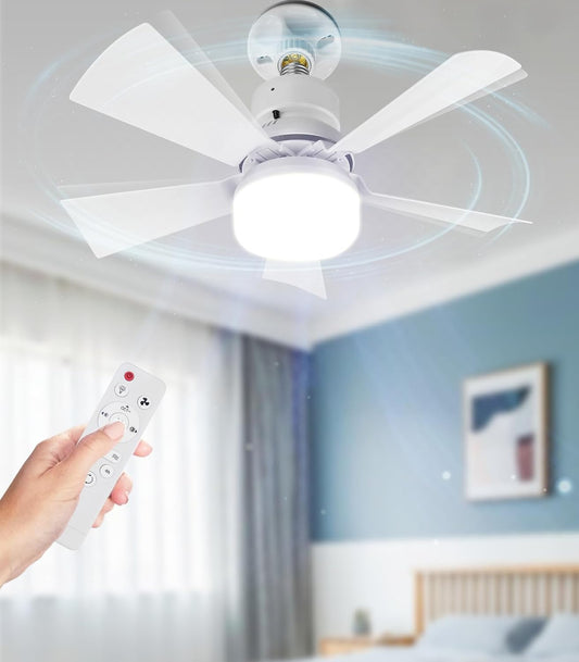 Alljia ceiling fan with lights and remote, featuring modern design and adjustable brightness in a bedroom setting