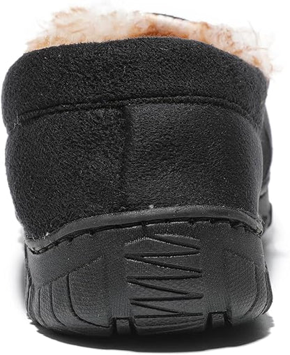 FUPPIA children's moccasin slippers in black with soft lining for comfort and warmth