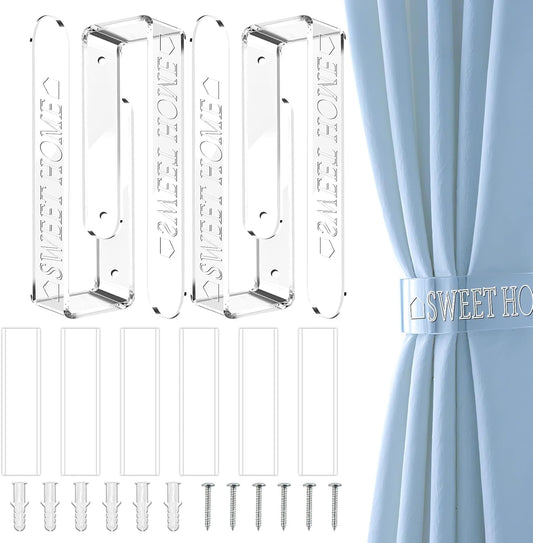 QOPAHI clear acrylic curtain holdbacks with screws, perfect for holding curtains open elegantly