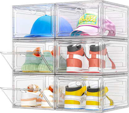 TidyTrove clear shoe storage box set displaying multiple pairs of shoes and caps for organised storage